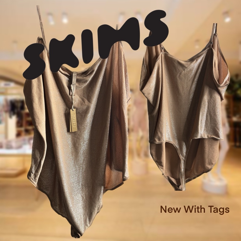 NWT SKIMS Metallic Shimmer Thong Bodysuit